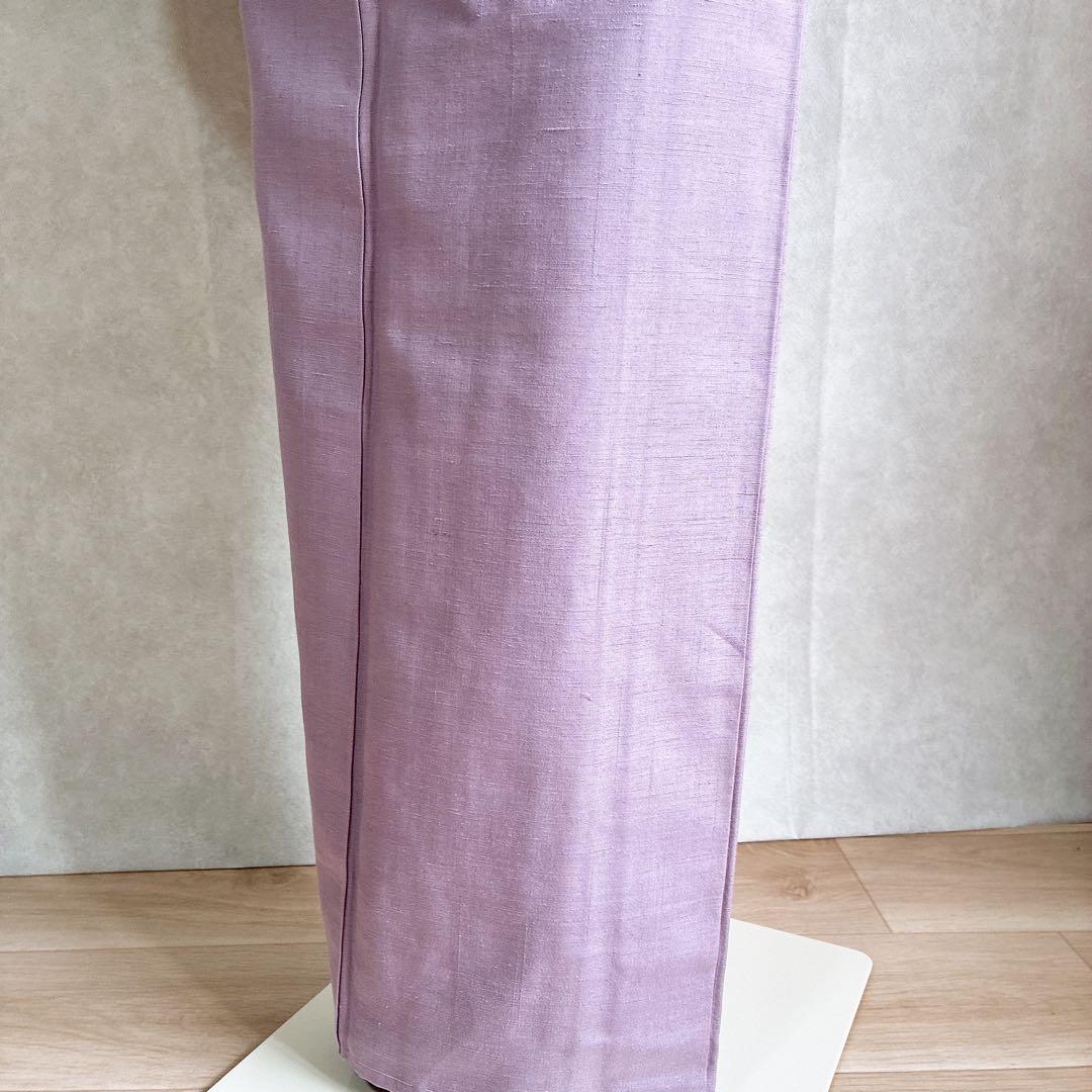 色無地　フルセット　着物　紬　正絹　しつけ糸付き　紫　G7