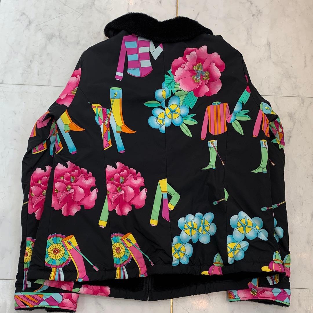 LEONARD SPORT ジップアップ ブルゾン ボア 中綿入り 花柄 40