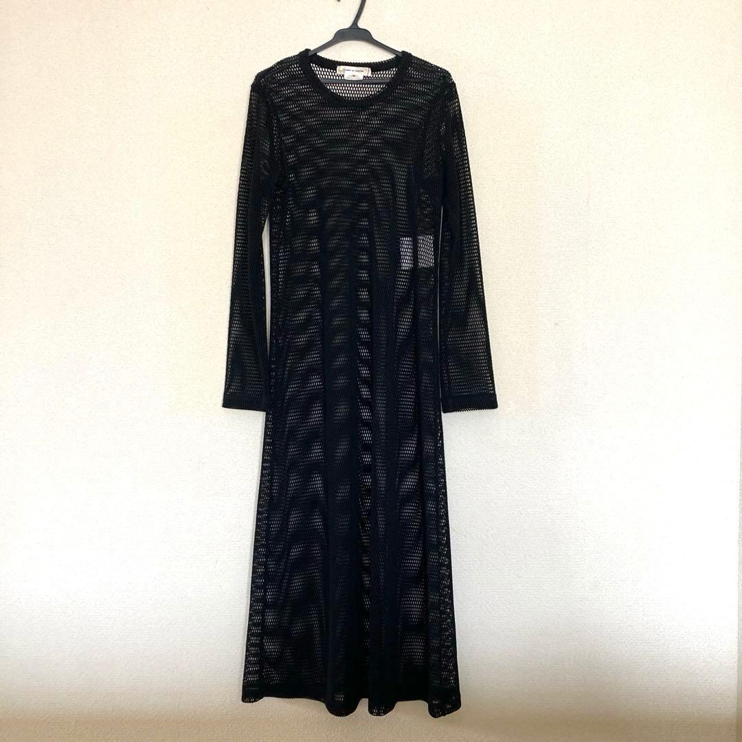 コムデギャルソン Mサイズ メッシュワンピース ロングワンピースブラック 黒