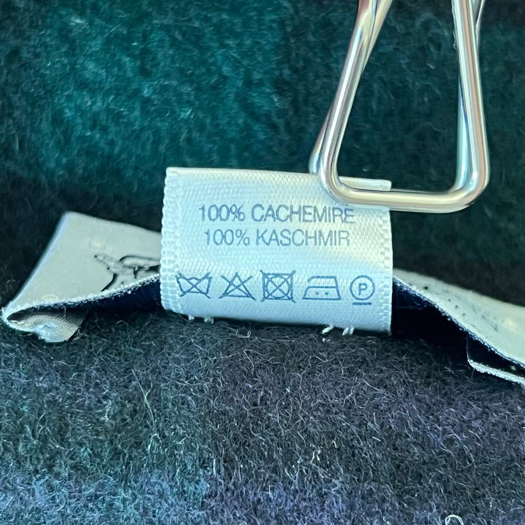 4874 ジョンストンズ　大判ストール カシミヤ100% 緑　黒　紺