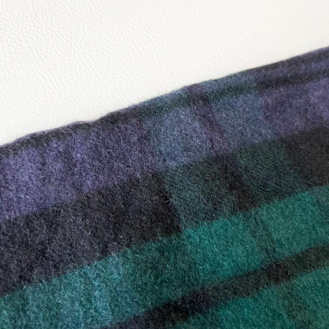 4874 ジョンストンズ　大判ストール カシミヤ100% 緑　黒　紺