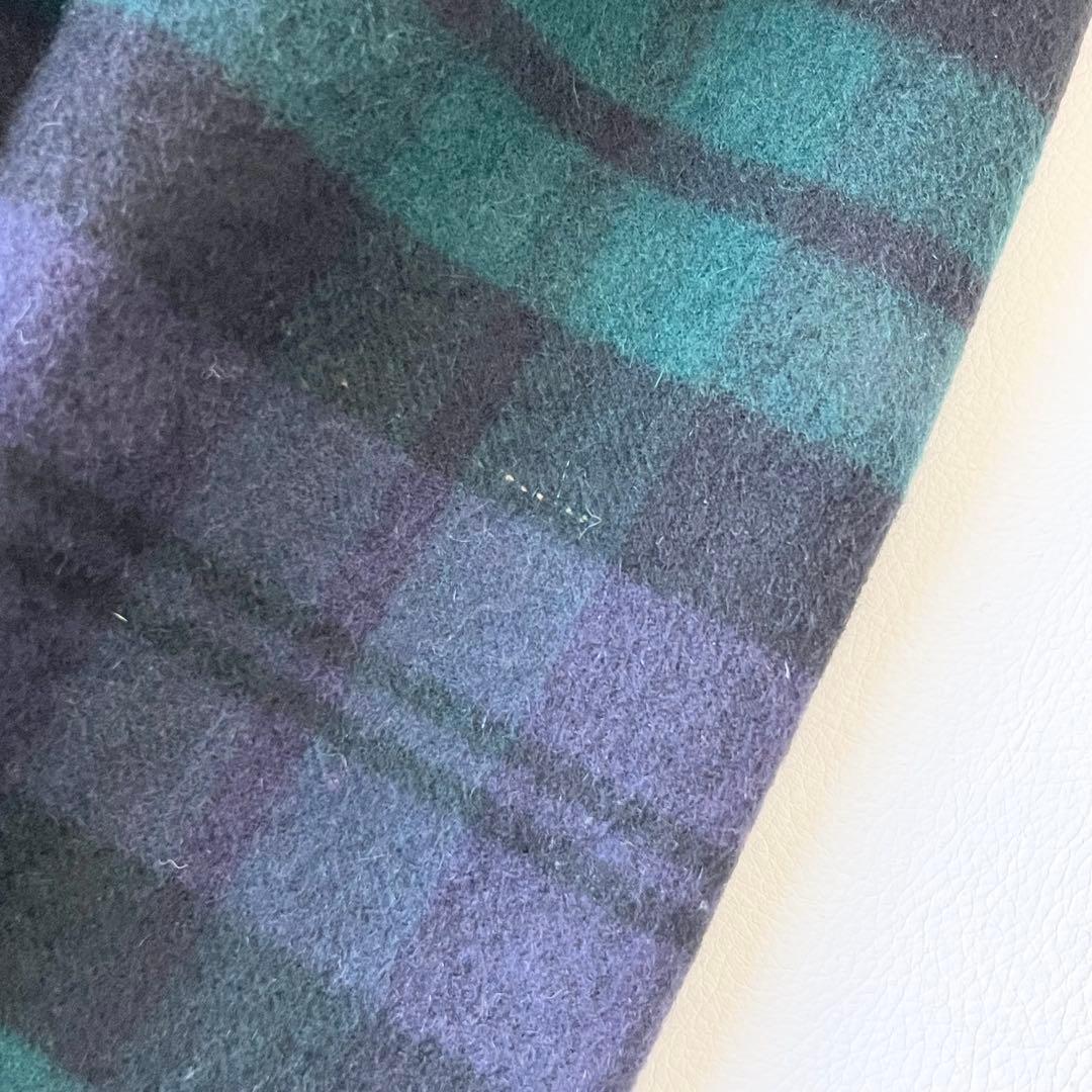 4874 ジョンストンズ　大判ストール カシミヤ100% 緑　黒　紺