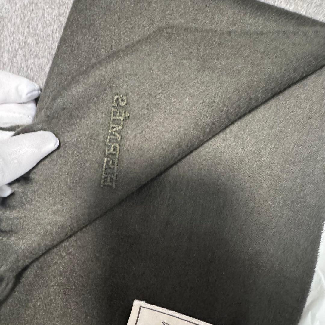 HERMÈS エルメス メンズマフラー カーキ系 新品未使用