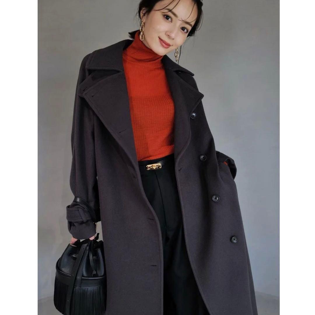 anuans アニュアンス ウールトレンチコート チャコールグレー 23aw