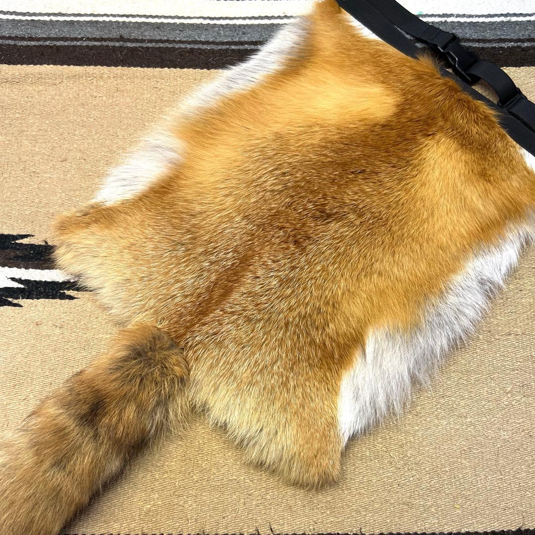 【裏地付】レッドフォックス 登山　赤狐毛皮敷物　尻あて　キャンプ　スキー　マタギ