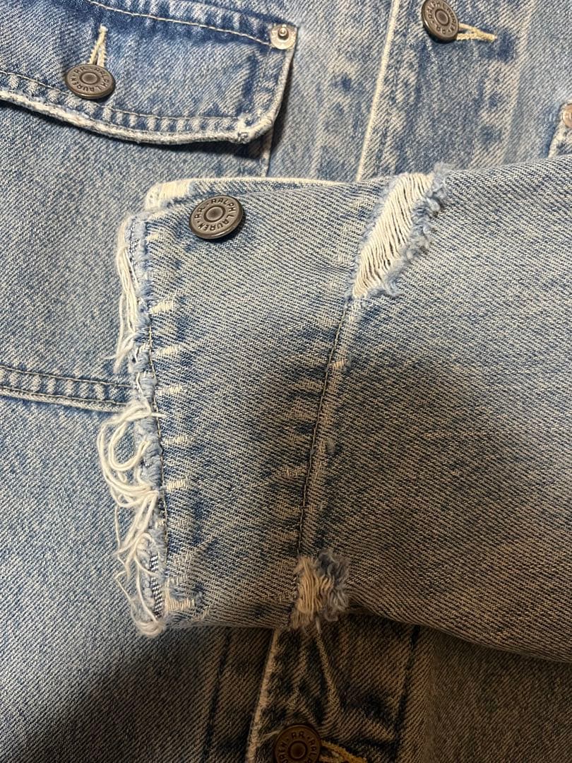 RRL 90s USA製 三ツ星黒タグ 襟コーデュロイ デニムジャケット XL