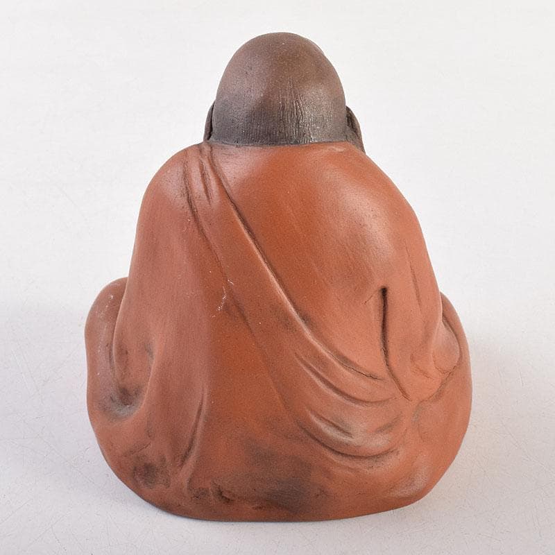 駿河山正作　紫砂　朱泥　彩色　達磨像　置物　N R8827