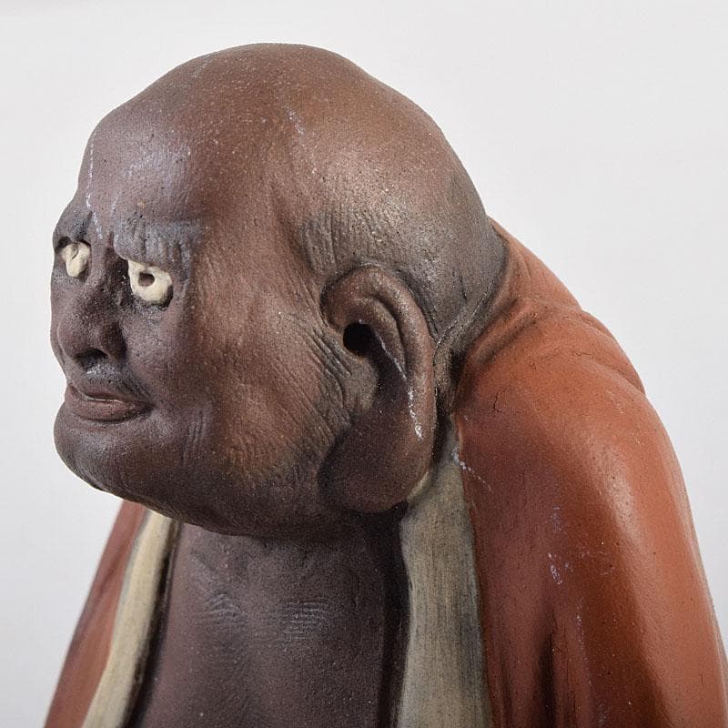 駿河山正作　紫砂　朱泥　彩色　達磨像　置物　N R8827