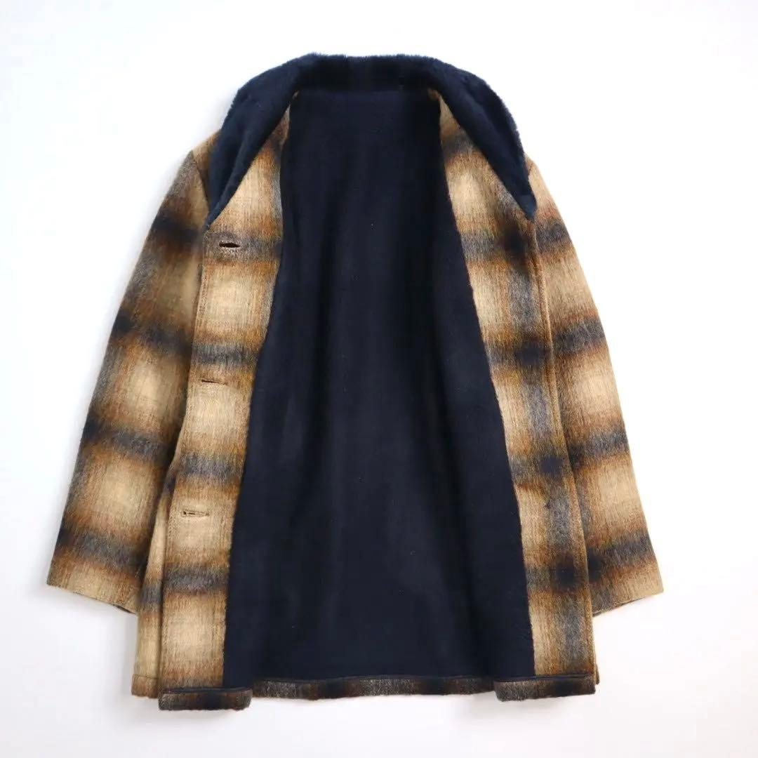 special 60s モヘア オンブレチェック ショール ギャングコート