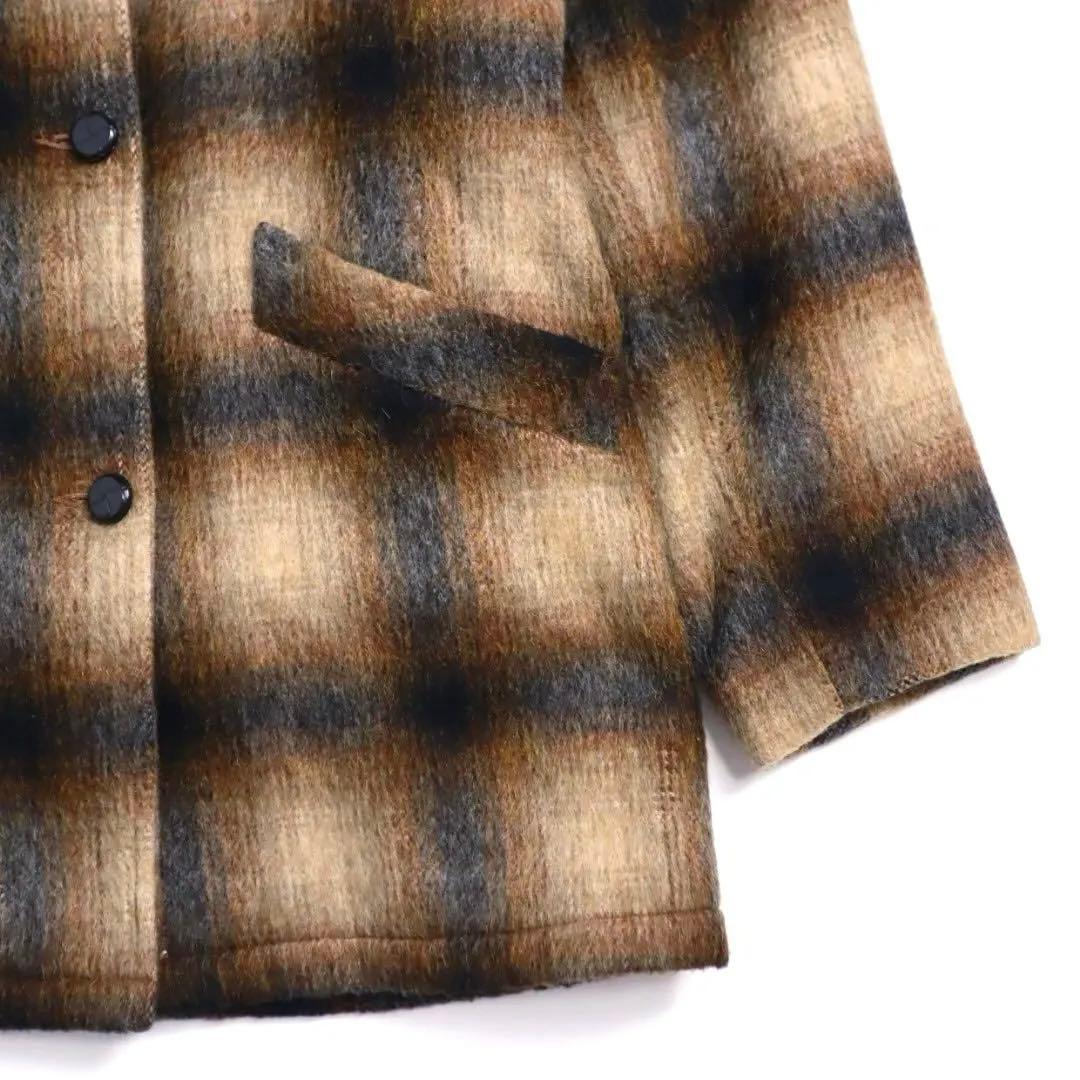special 60s モヘア オンブレチェック ショール ギャングコート