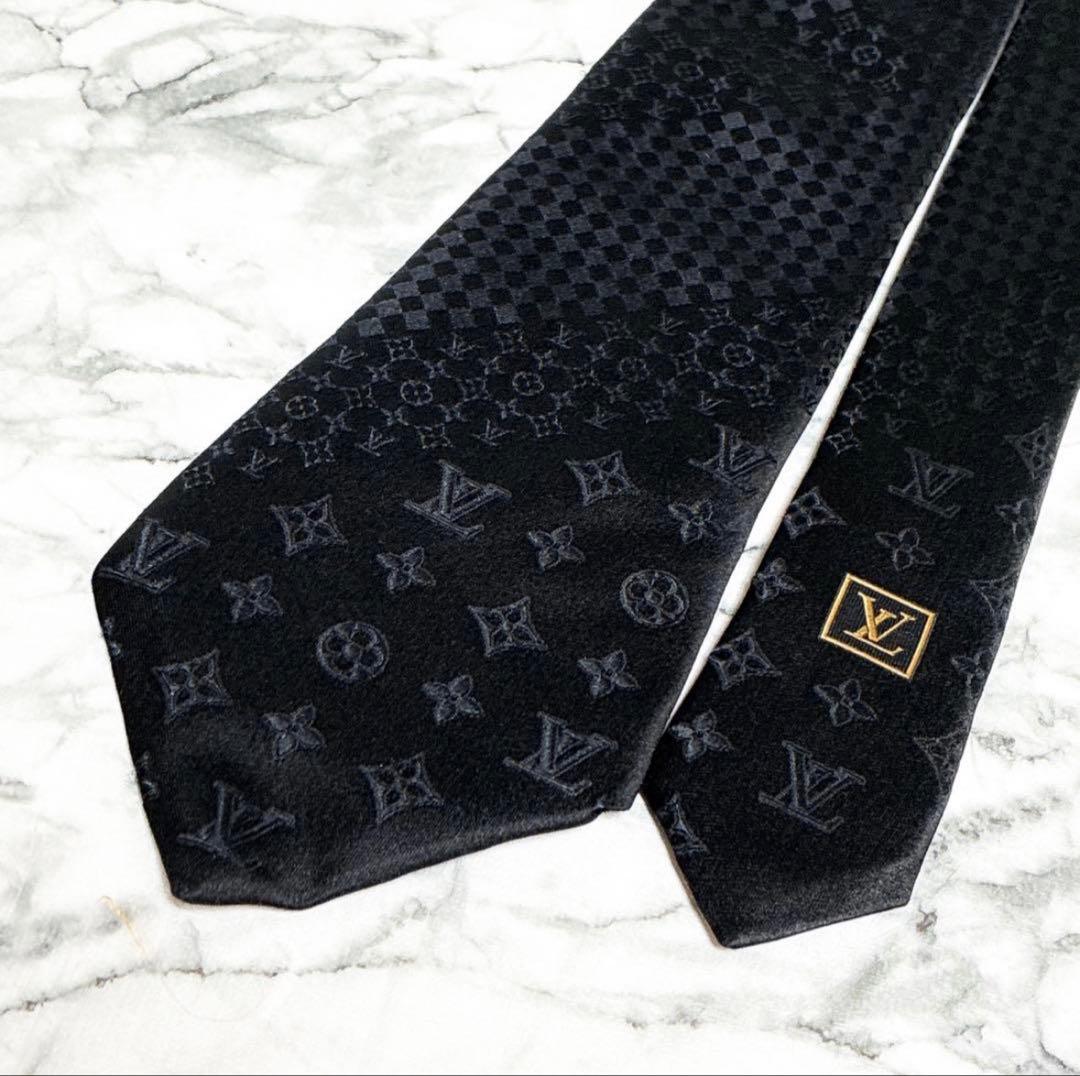 ルイヴィトン　ダミエミックスモノグラム　ブラック　ネクタイ