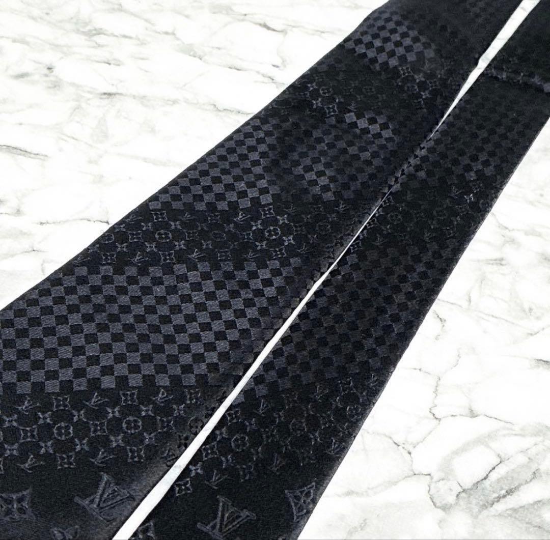 ルイヴィトン　ダミエミックスモノグラム　ブラック　ネクタイ