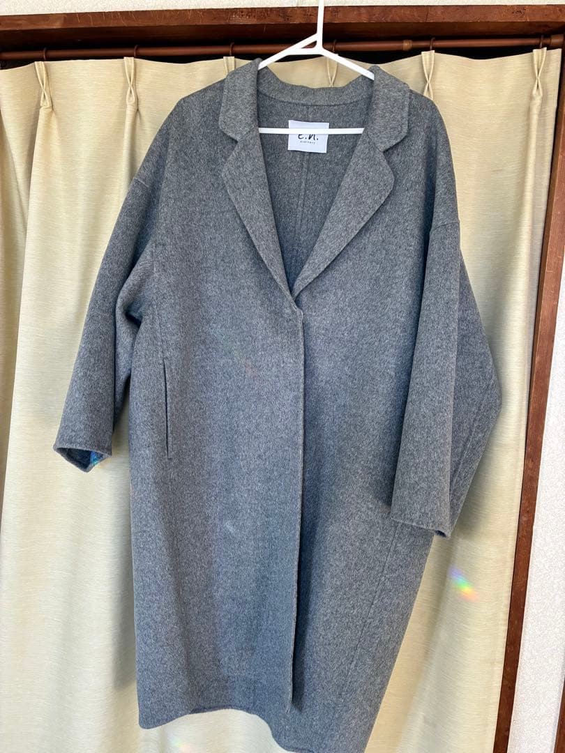 【新品未使用】everynavy リバー ロングコクーンコートライトグレー