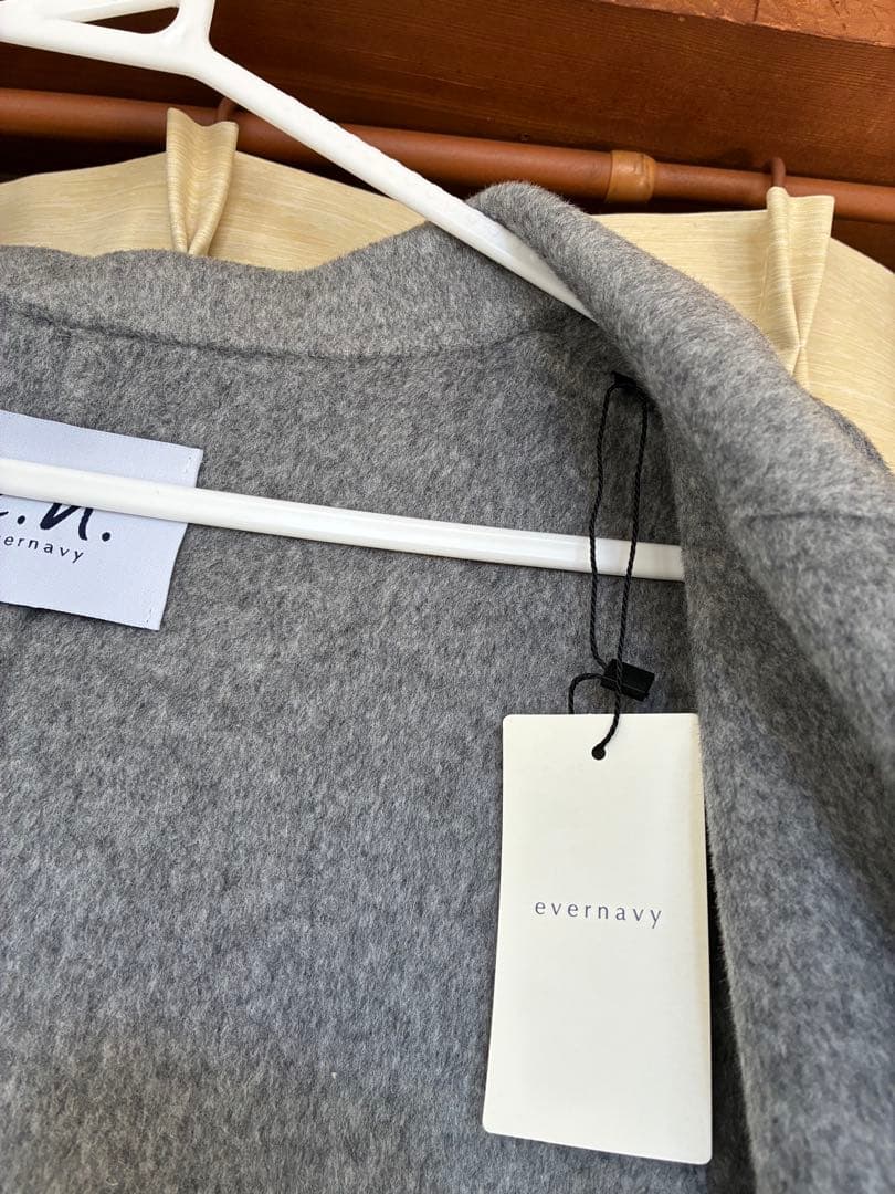【新品未使用】everynavy リバー ロングコクーンコートライトグレー