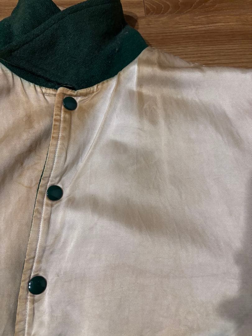 ビンテージ スタジャン リバーシブル チェーンステッチ ウール　サテン