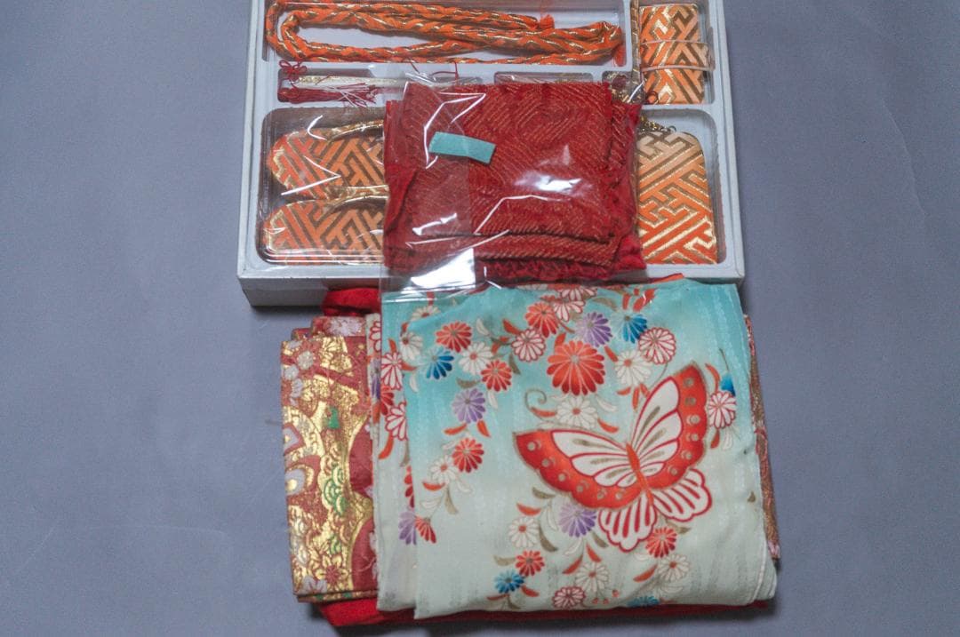 a*a様 【七五三 7歳】正絹・ビンテージ・晴着フルセット・水色～茜色・蝶々・美