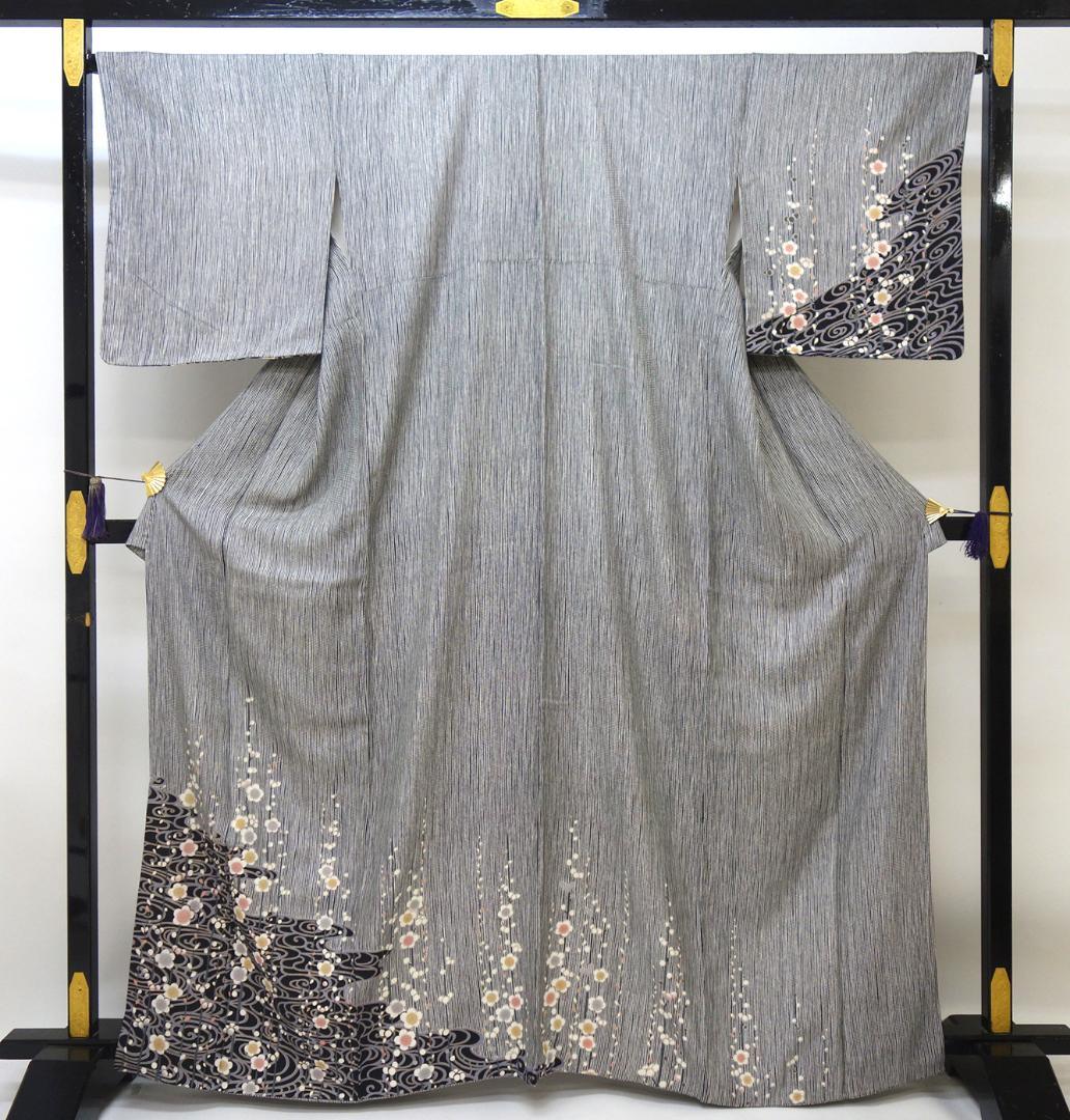 【SALE30%OFF】shimako未使用美品 訪問着 縞に梅模様