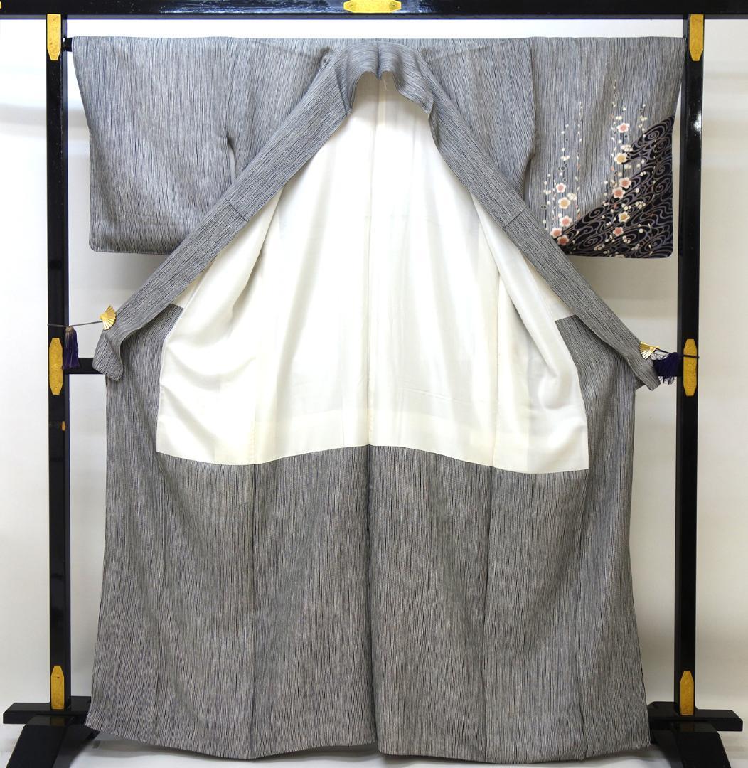 【SALE30%OFF】shimako未使用美品 訪問着 縞に梅模様