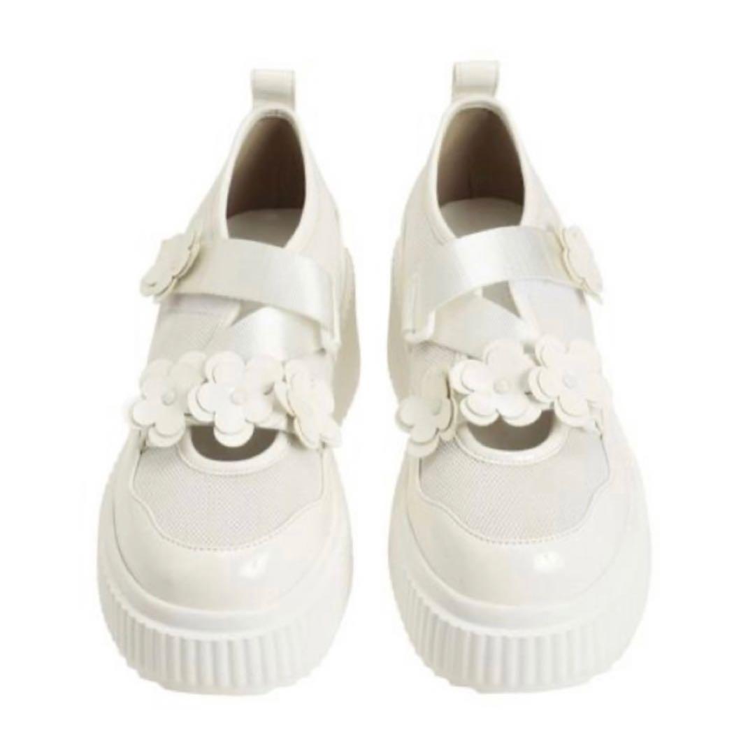 【完売品】メリージェニー flower メッシュ スニーカー 白 オフホワイト