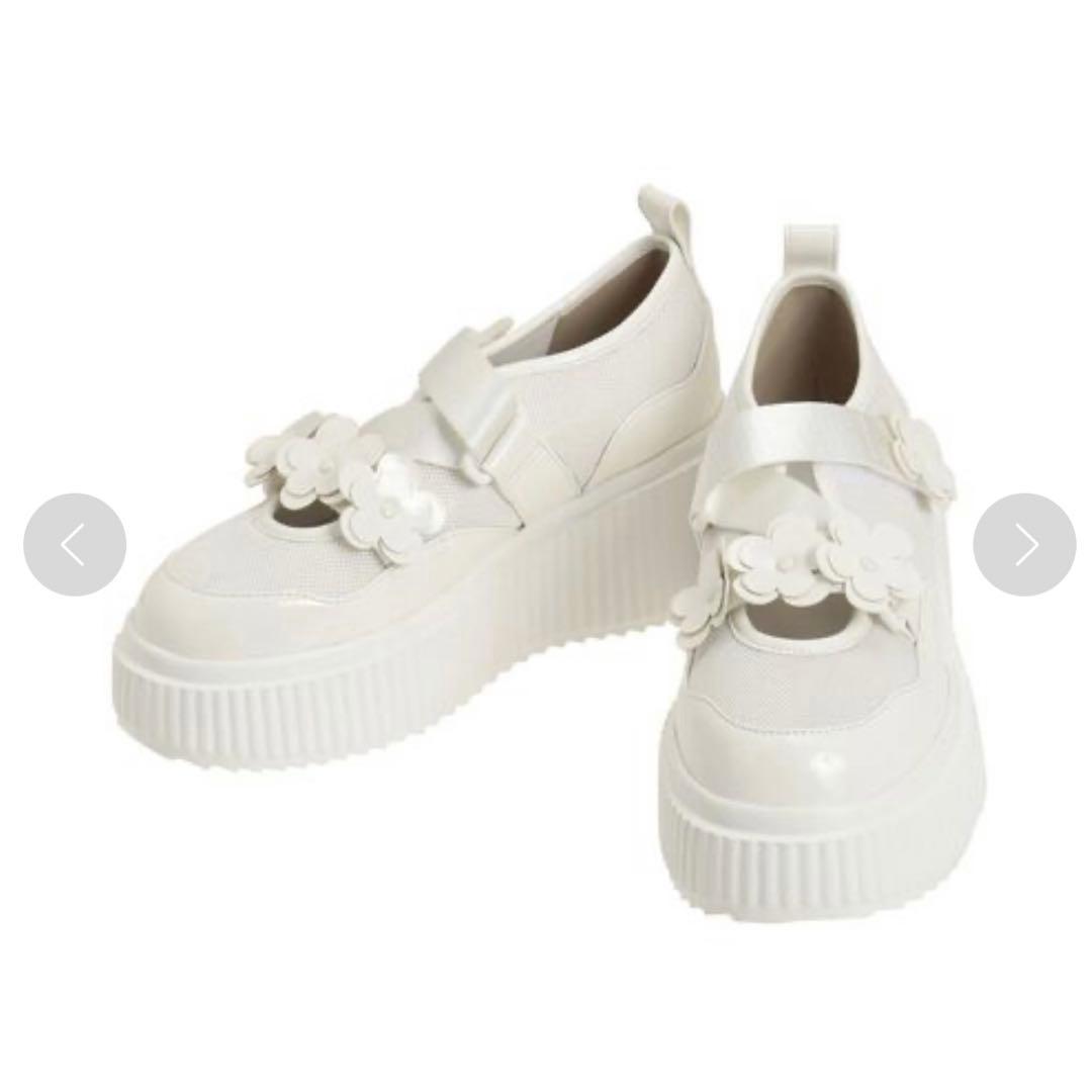 【完売品】メリージェニー flower メッシュ スニーカー 白 オフホワイト