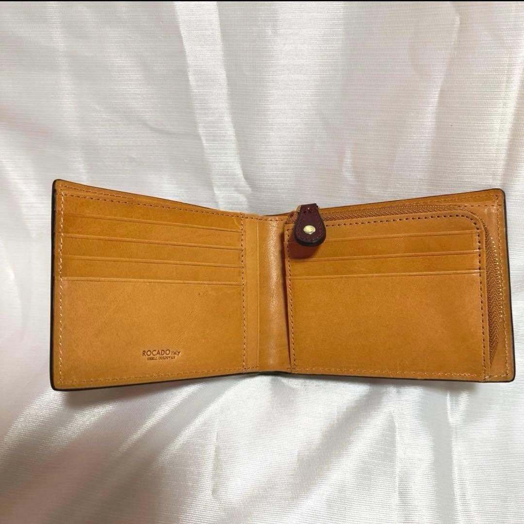 ROCADO社　シェルコードバン　二つ折り財布　ワインレッド