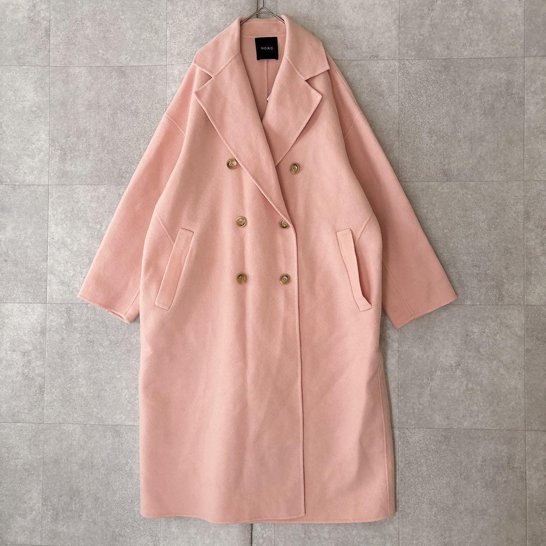 新品未使用品 ノーク ダブルロングリバーコート ピンク サイズ3