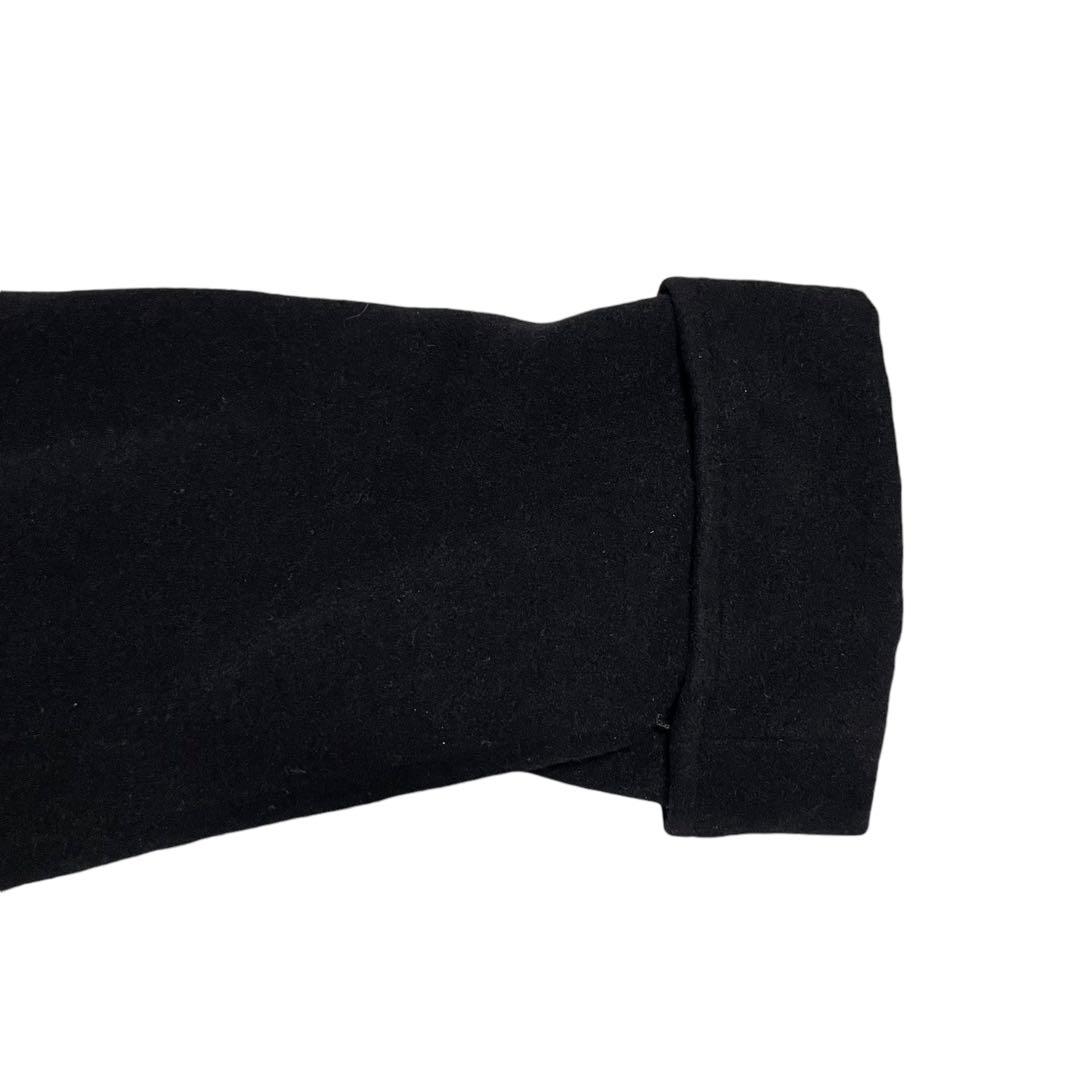 【アンゴラ100%】女優襟 マキシ丈 ダブルチェスターコート Aライン 黒 XL