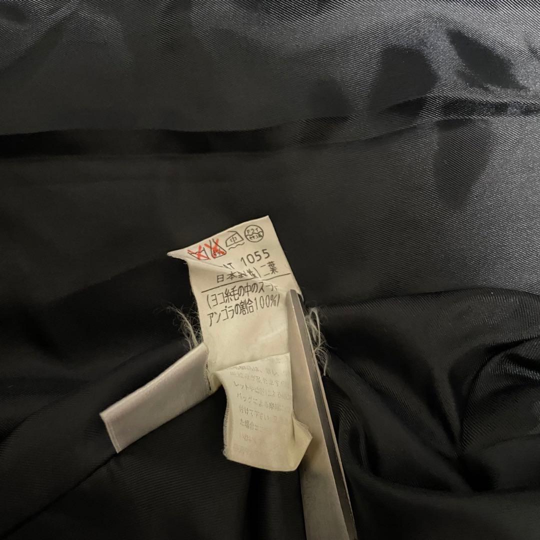 【アンゴラ100%】女優襟 マキシ丈 ダブルチェスターコート Aライン 黒 XL