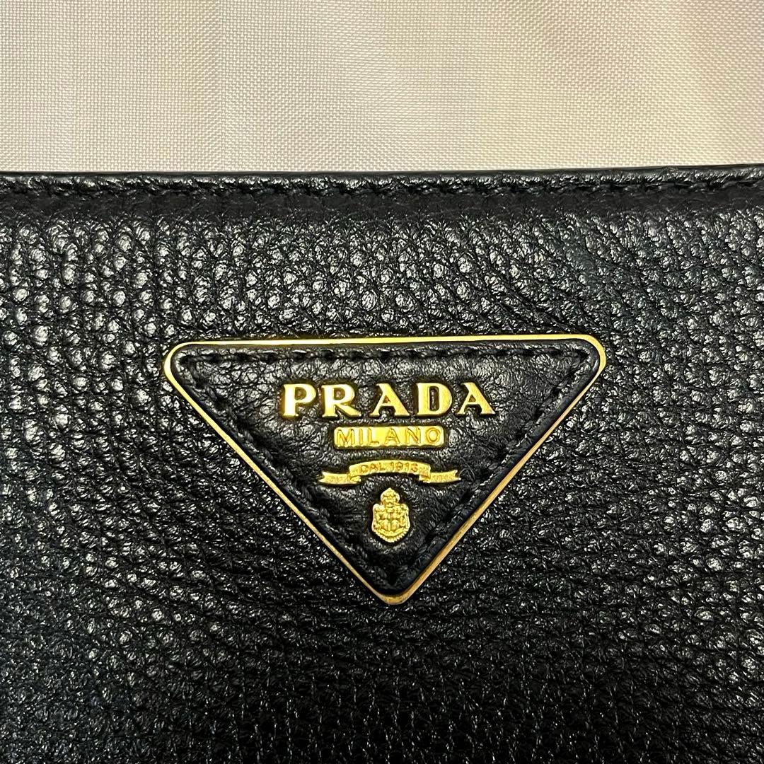 prada レザートートバッグ プラダ 美品 ブラック 黒　鞄 BR5092