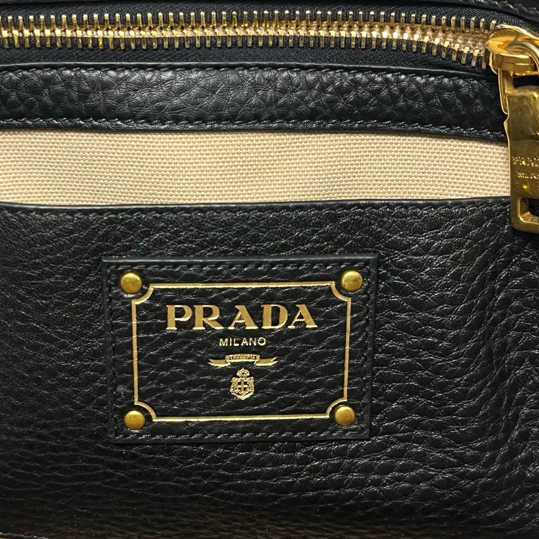 prada レザートートバッグ プラダ 美品 ブラック 黒　鞄 BR5092