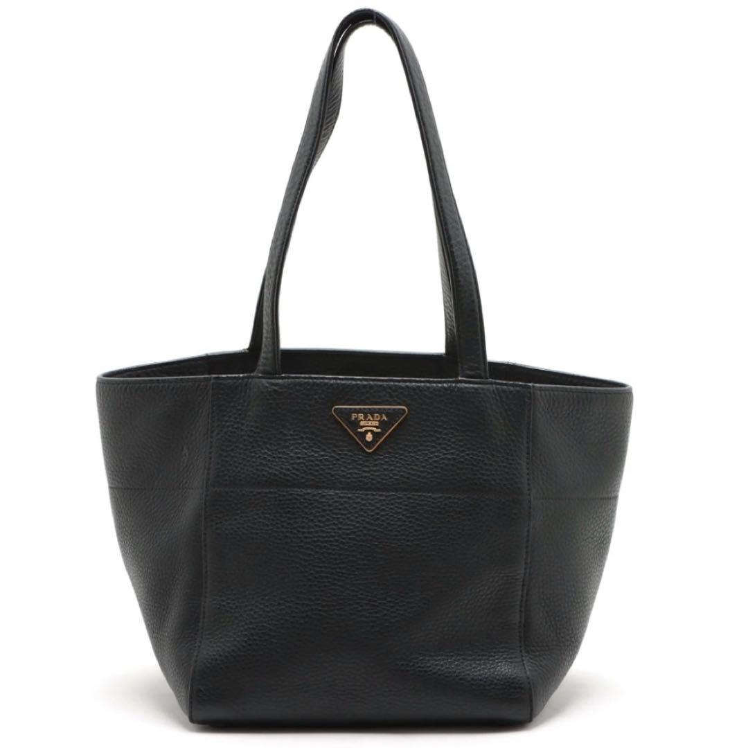 prada レザートートバッグ プラダ 美品 ブラック 黒　鞄 BR5092