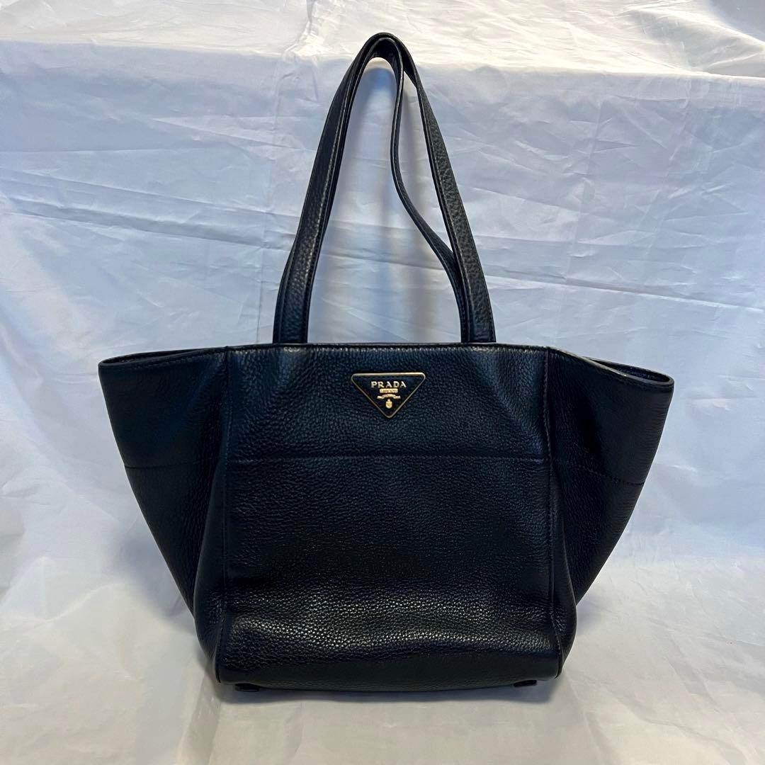 prada レザートートバッグ プラダ 美品 ブラック 黒　鞄 BR5092