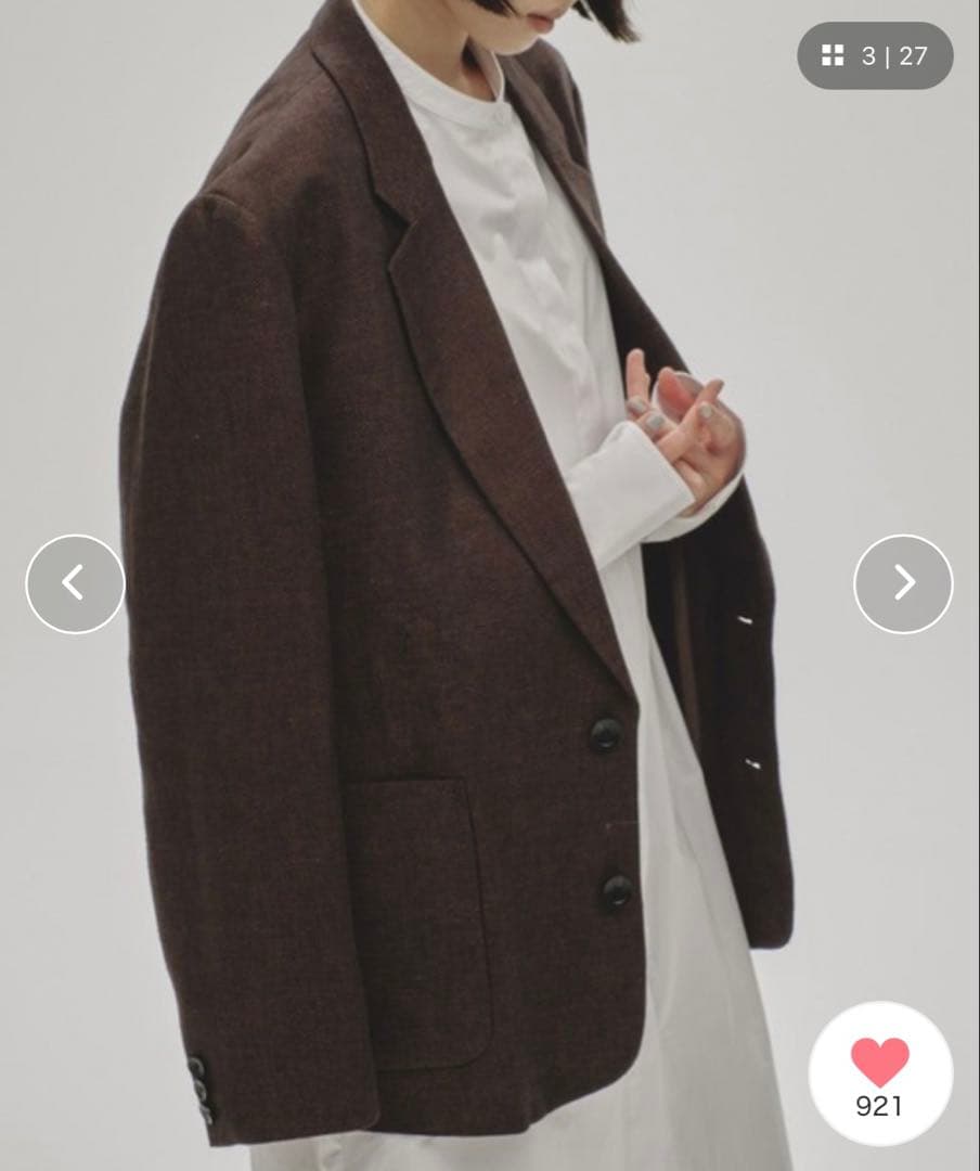 【TODAYFUL】ボーイフレンドリネンジャケットチョコ36