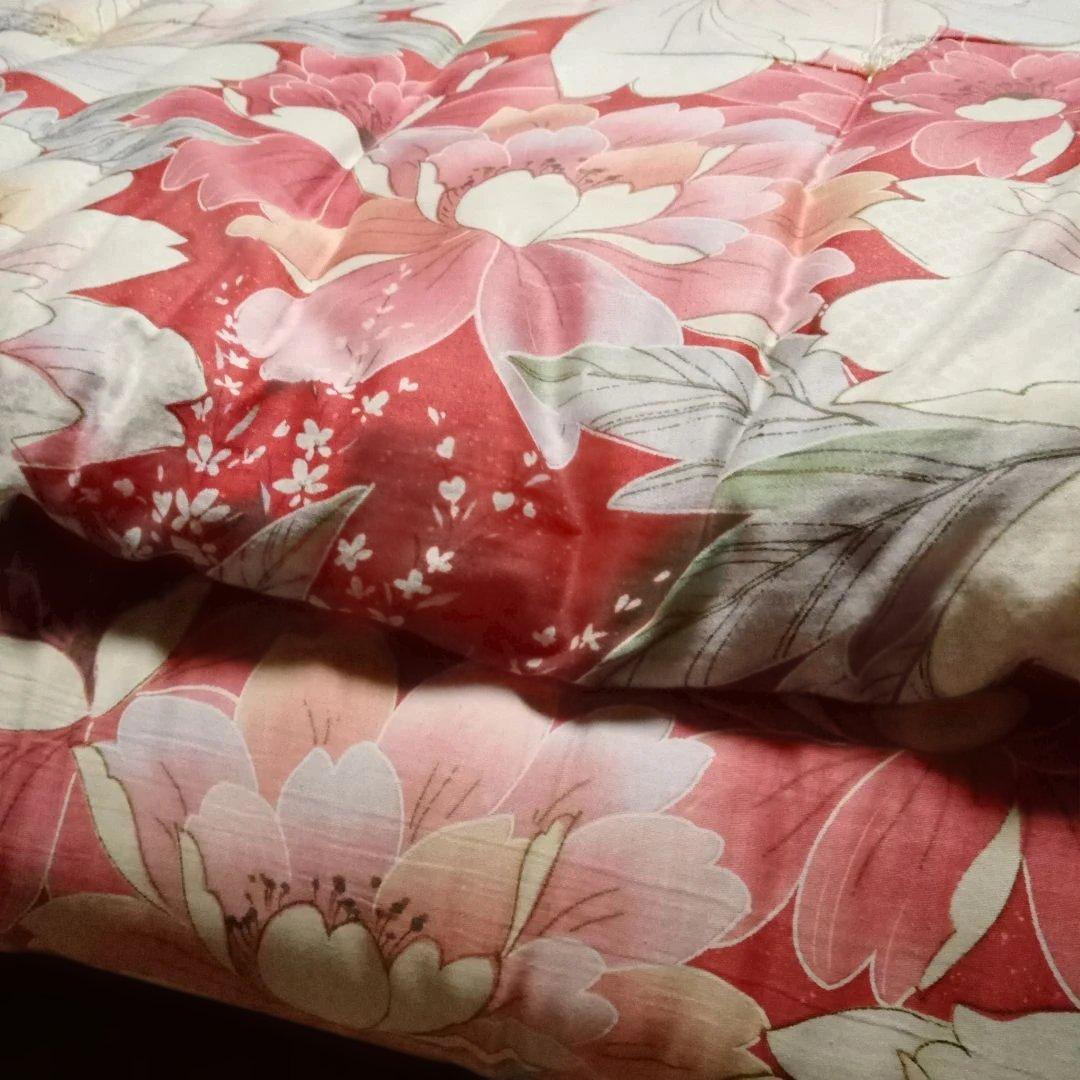 あけちゃん様用　花柄ピンク系布団セット　掛け布団カバー付　敷布団