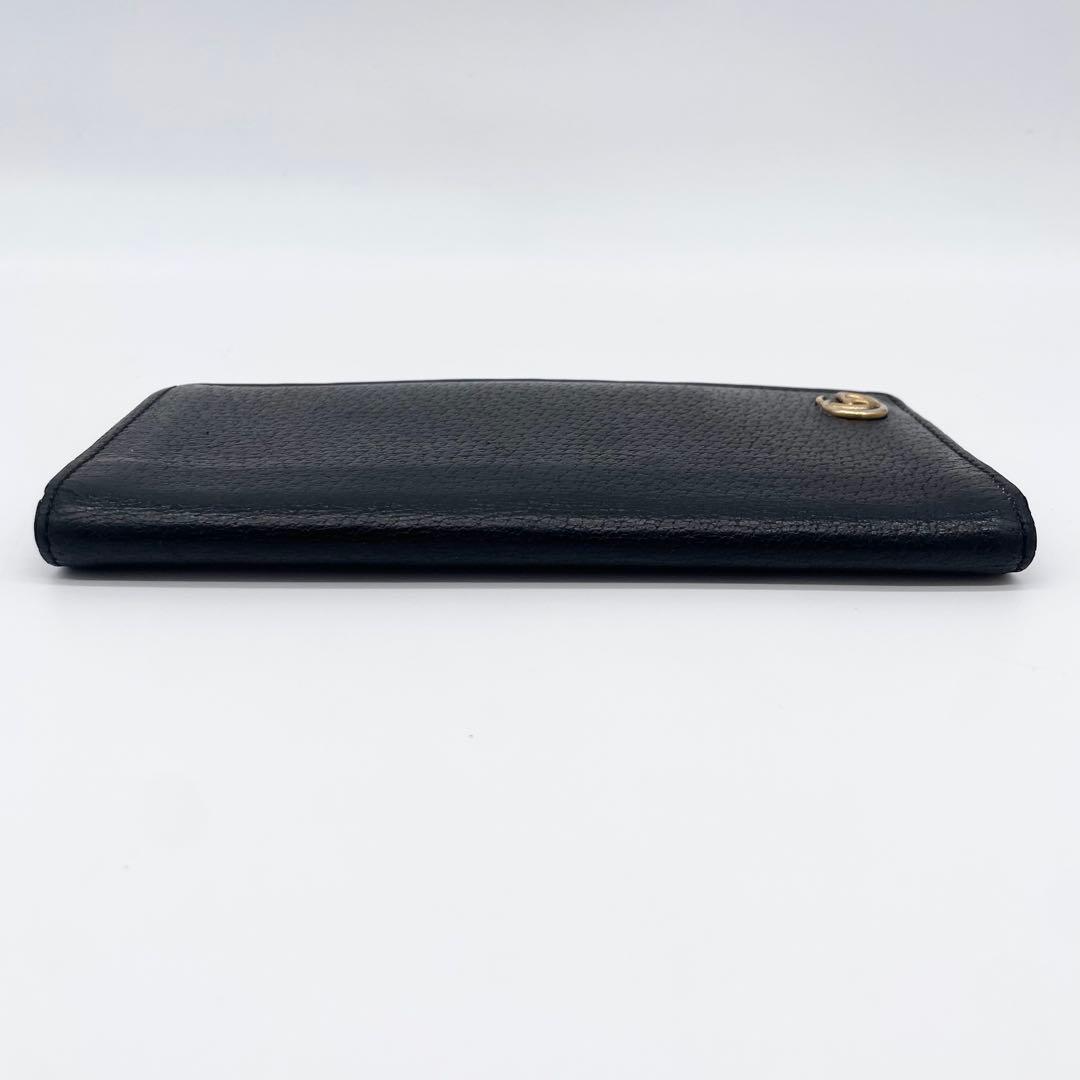 GUCCI マーモント　GGロゴ　長財布　レザー　ブラック
