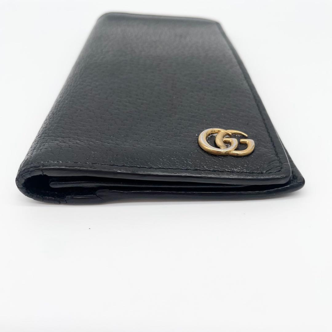 GUCCI マーモント　GGロゴ　長財布　レザー　ブラック