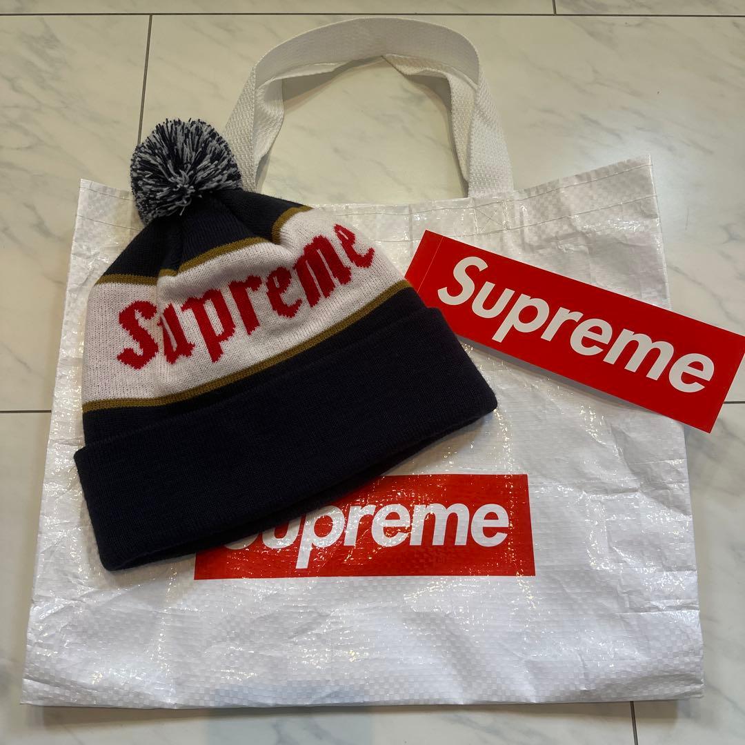 Supreme ポンポン付き ビーニー ネイビー 美品✨
