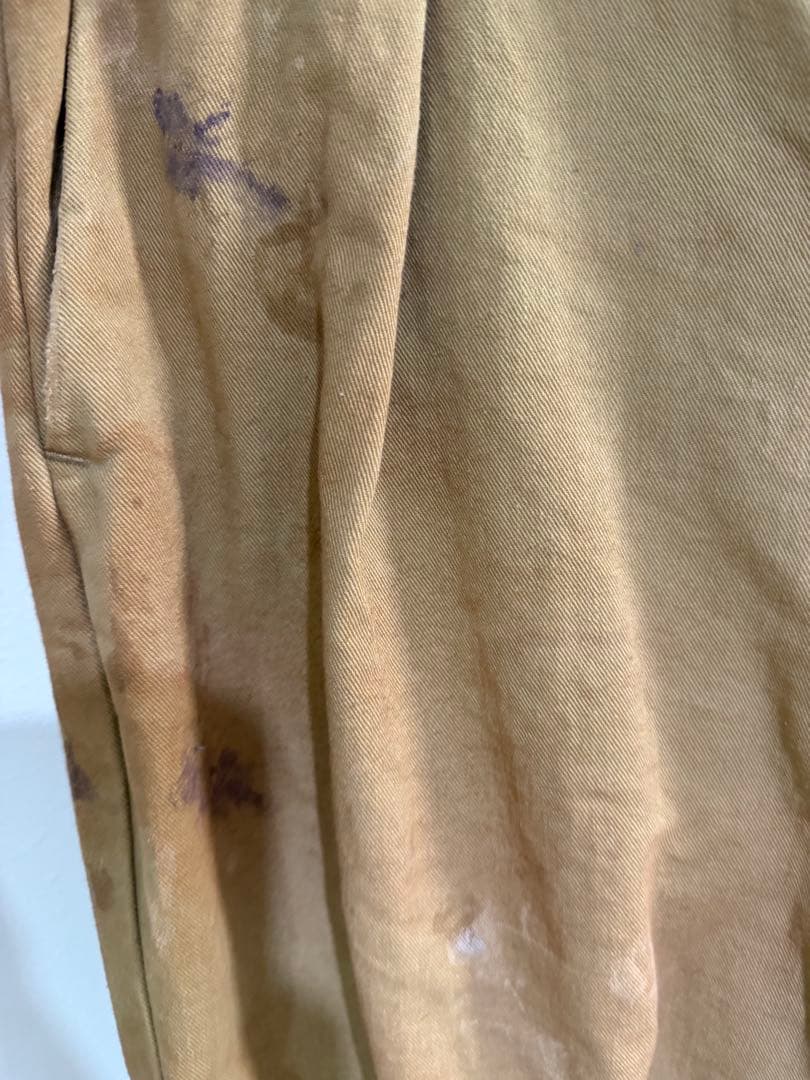 ancellm ペイントチノトラウザー ベージュ ペイント加工 サイズ2
