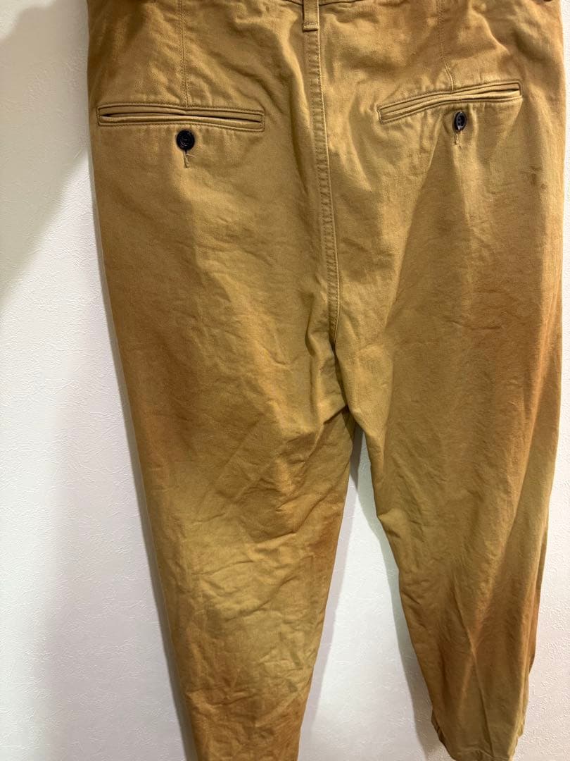 ancellm ペイントチノトラウザー ベージュ ペイント加工 サイズ2