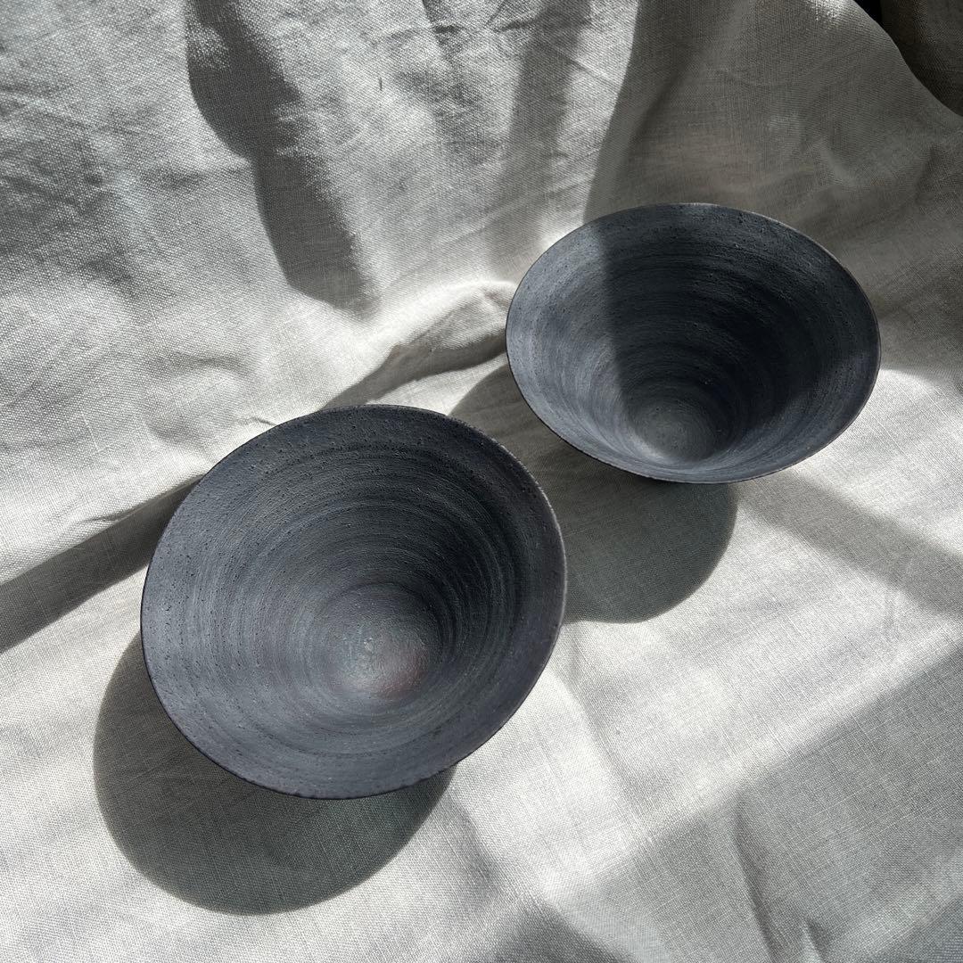 二階堂明弘さん　黒　三角椀　中サイズ2点セット　新品未使用