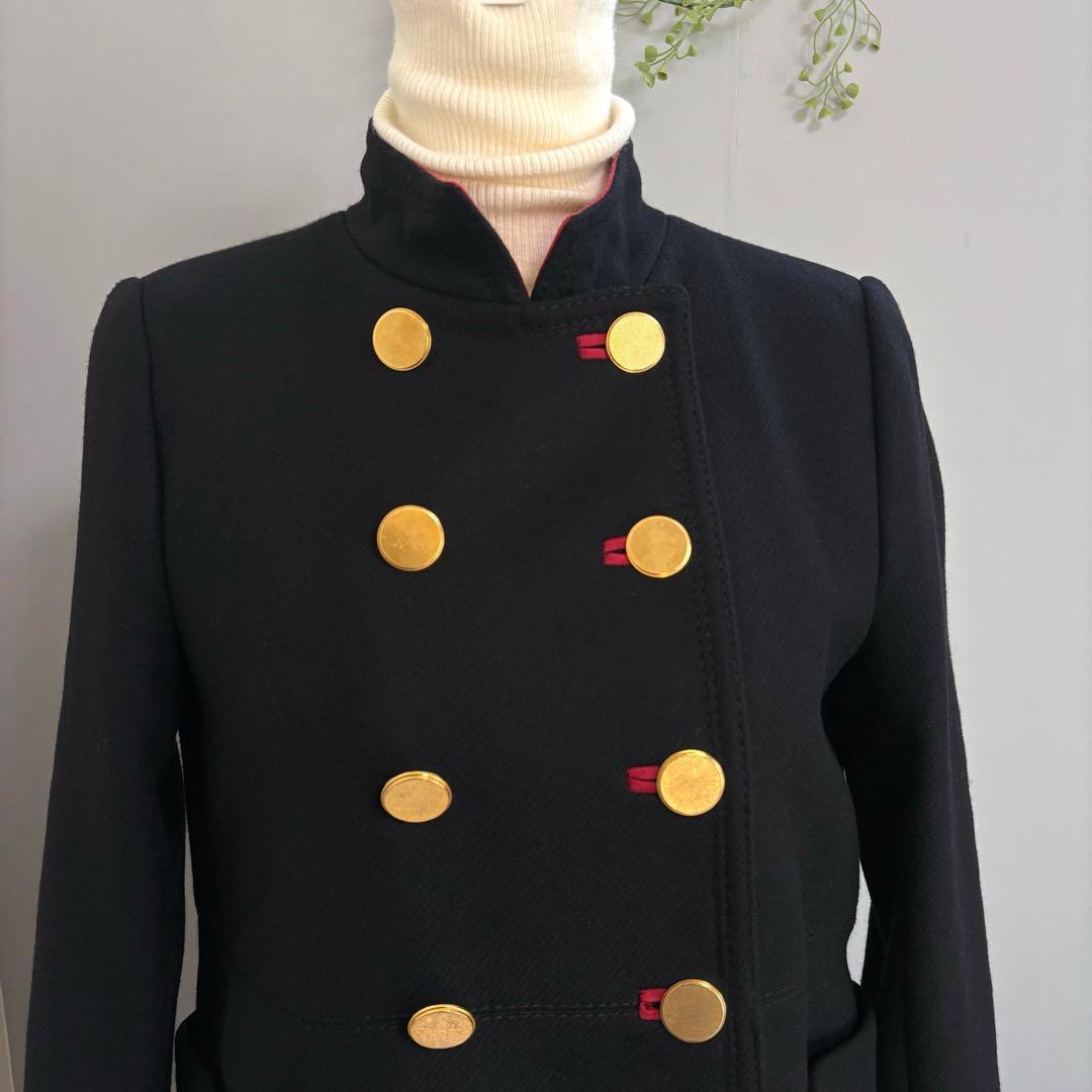 美品☆ZARAザラ ナポレオンコート ブラック 裏地レッド バイカラー 金ボタン
