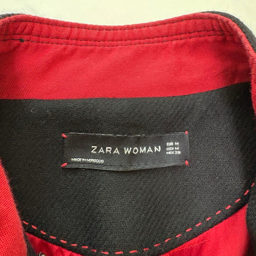 美品☆ZARAザラ ナポレオンコート ブラック 裏地レッド バイカラー 金ボタン