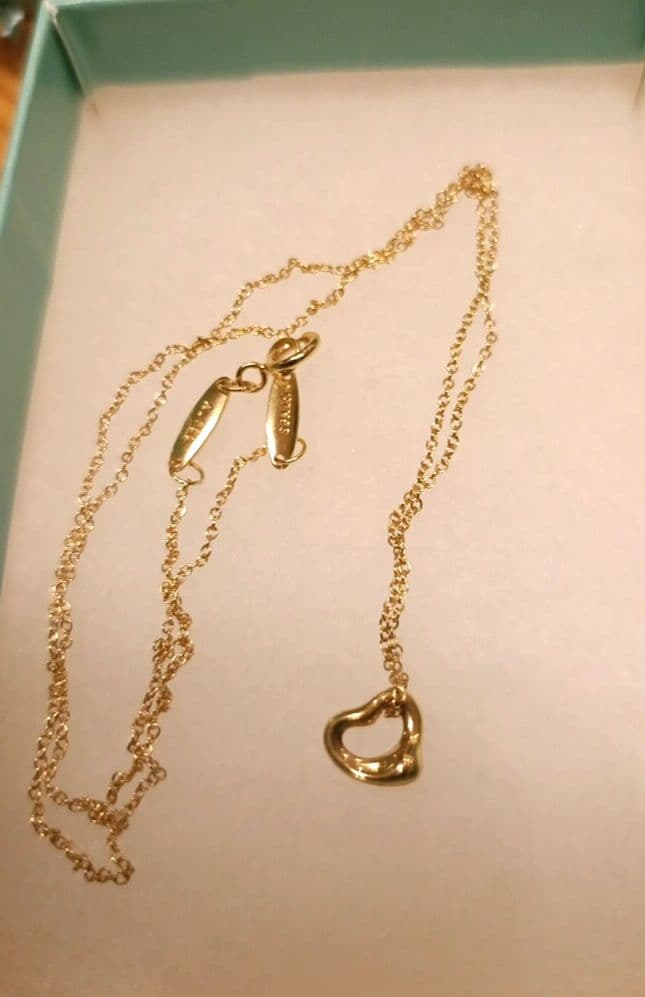 ティファニー ネックレスK18YG エルサペレッティ オープンハート7mm