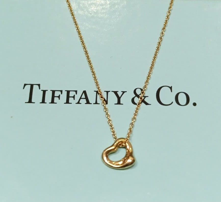 ティファニー ネックレスK18YG エルサペレッティ オープンハート7mm