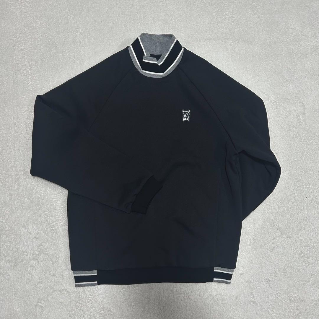 WAAC トレーナー スウェット　モックネック ラグランスリーブ 刺繍ロゴ入り