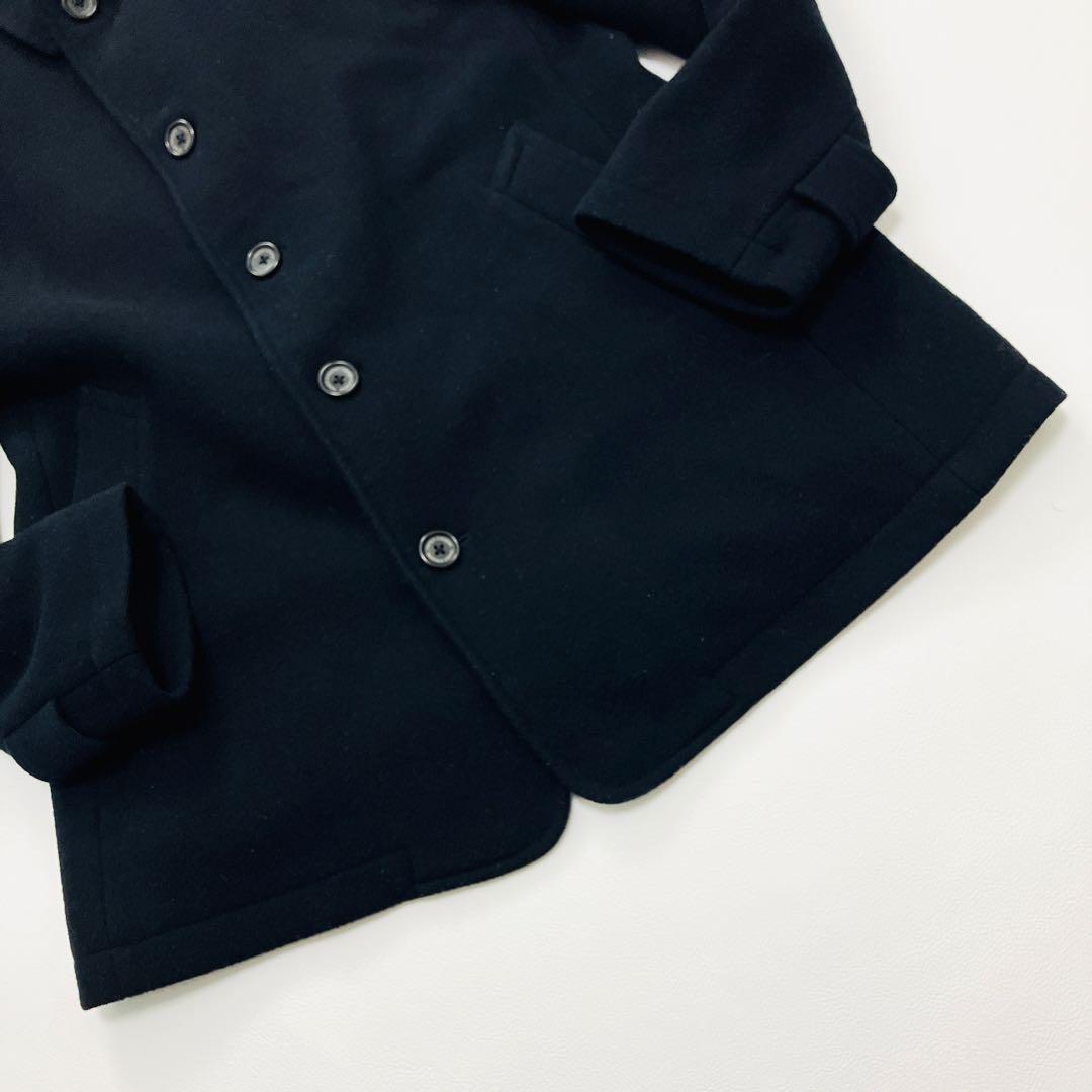 【希少サイズ　近年　美品】　タケオキクチ　ピーコート　ロゴボタン　ウール　紺　L