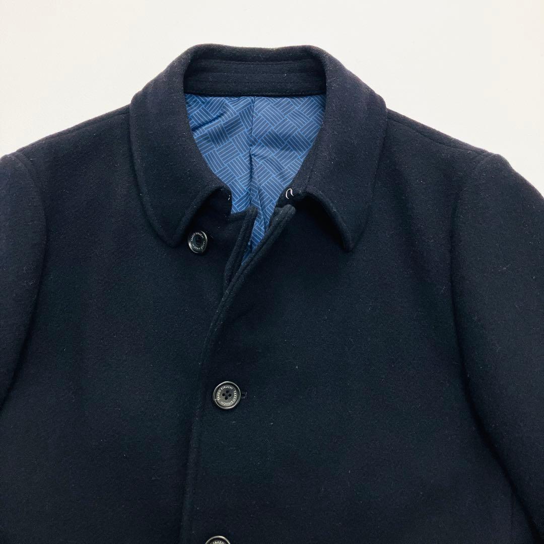 【希少サイズ　近年　美品】　タケオキクチ　ピーコート　ロゴボタン　ウール　紺　L