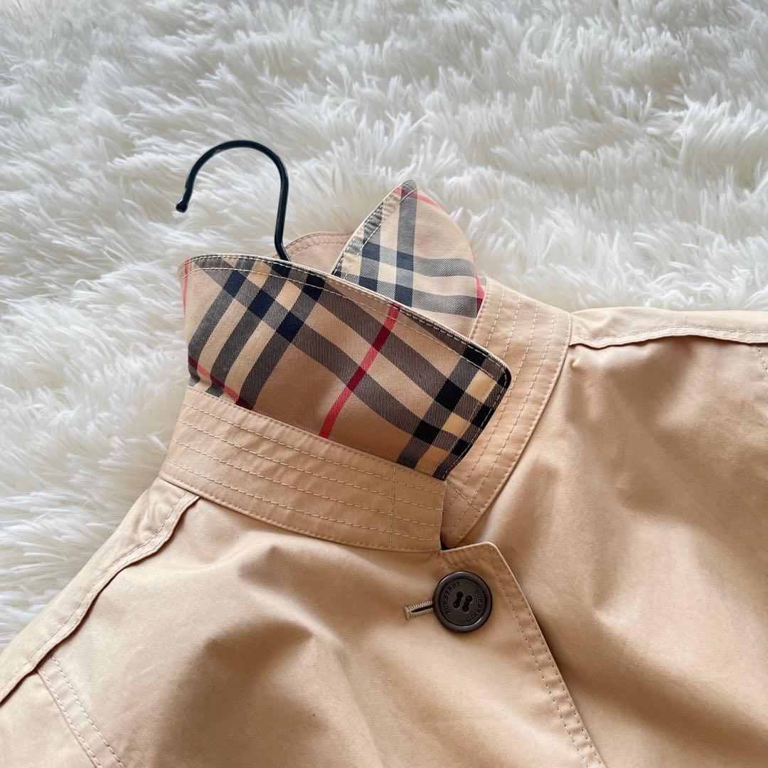 大きいサイズ　美品　バーバリー　撥水加工ハーフコート　ノバチェック　ベルト