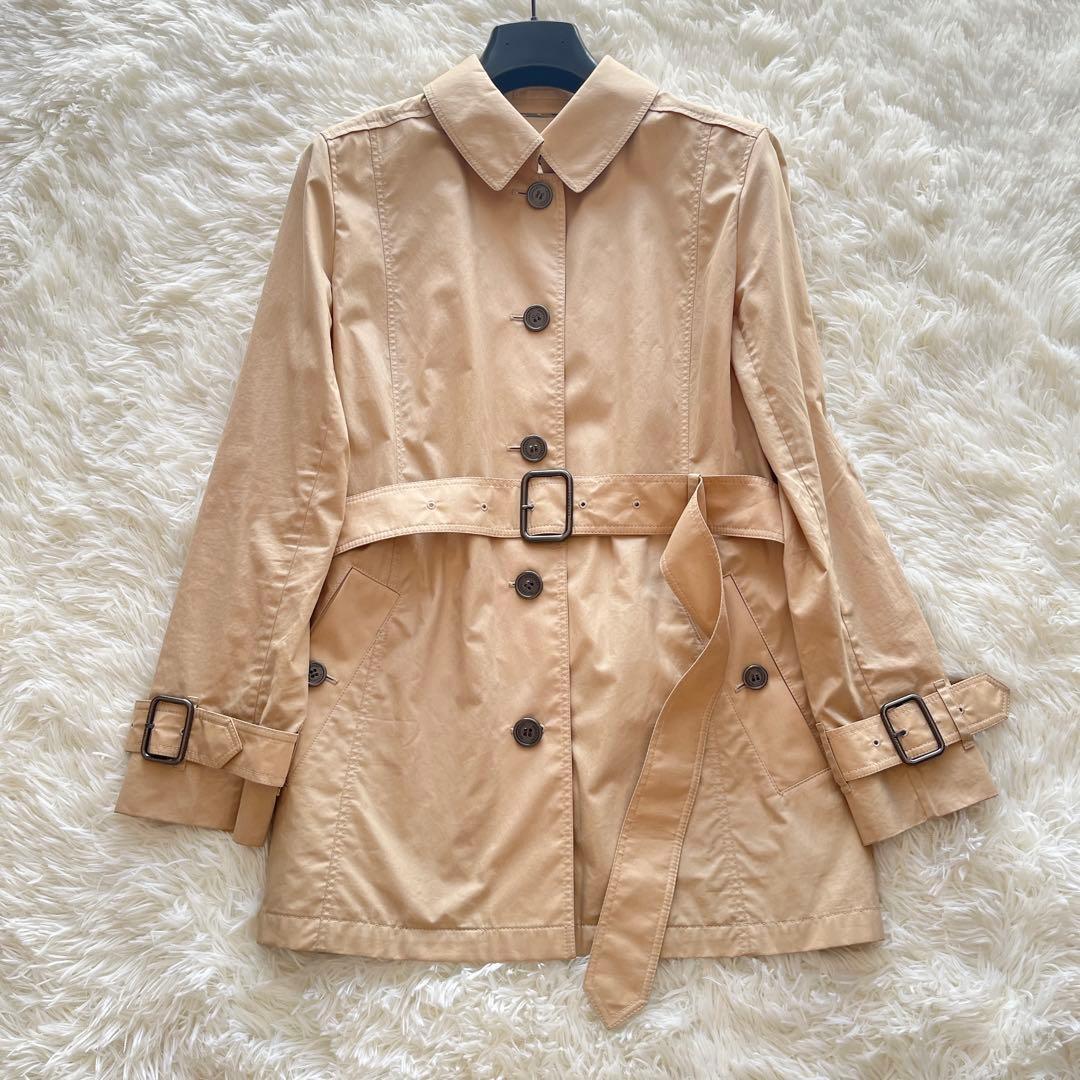 大きいサイズ　美品　バーバリー　撥水加工ハーフコート　ノバチェック　ベルト