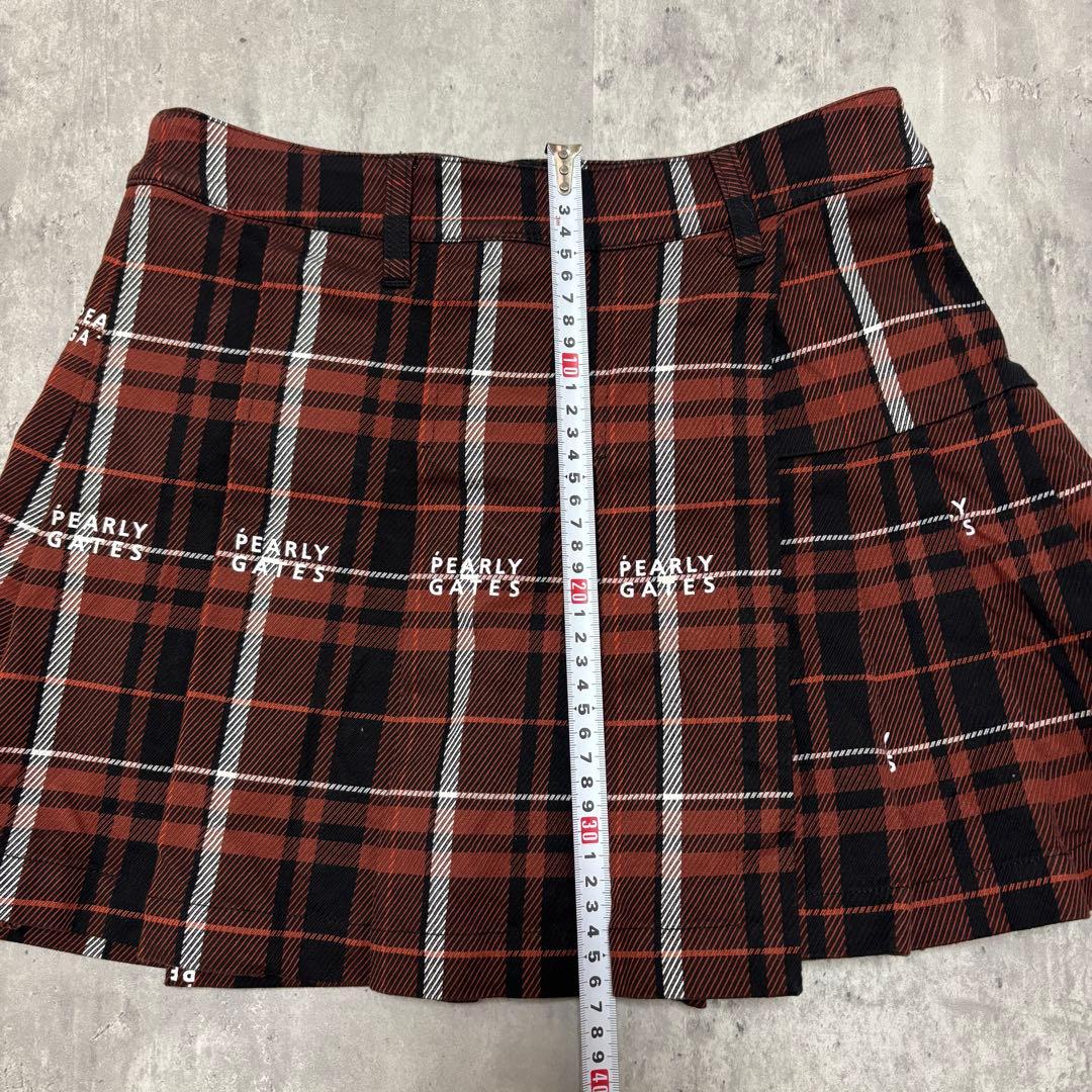 【パーリーゲイツ】美品 プリーツスカート チェック ロゴ 0サイズ レディース